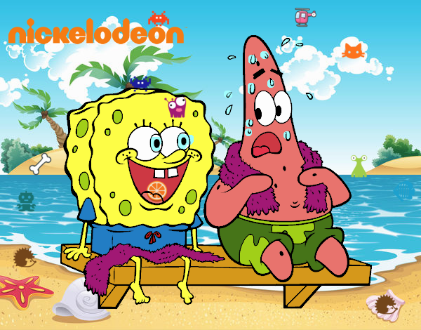 Bob Esponja y Patricio en bañador