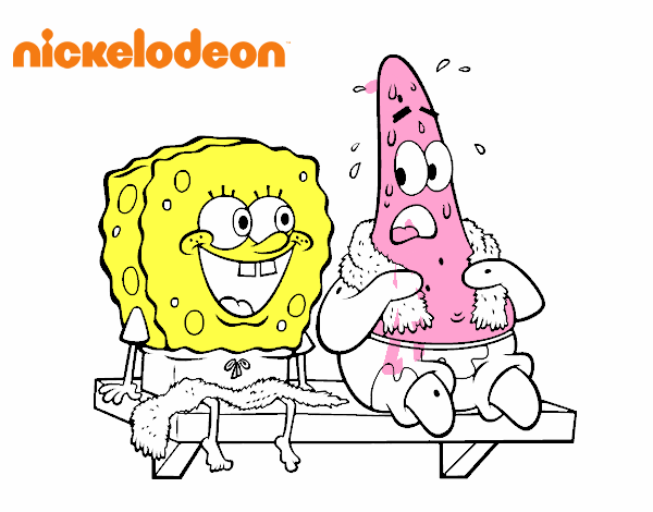 Bob Esponja y Patricio en bañador