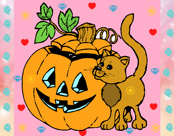 Calabaza y gato