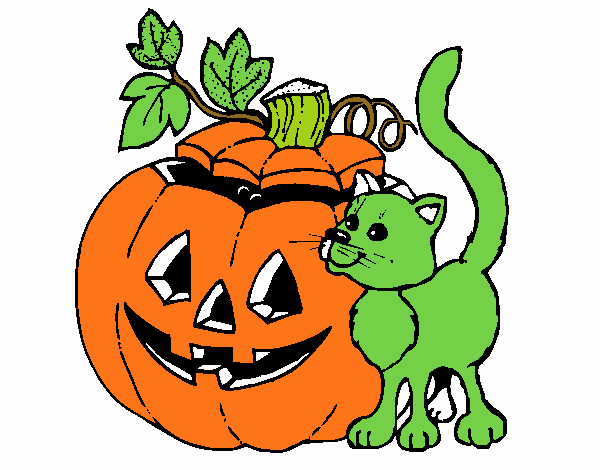 Calabaza y gato