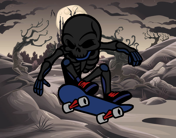 Dibujo Esqueleto Skater pintado por james_9