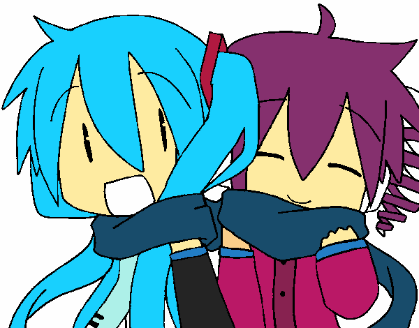 Miku y Len con bufanda