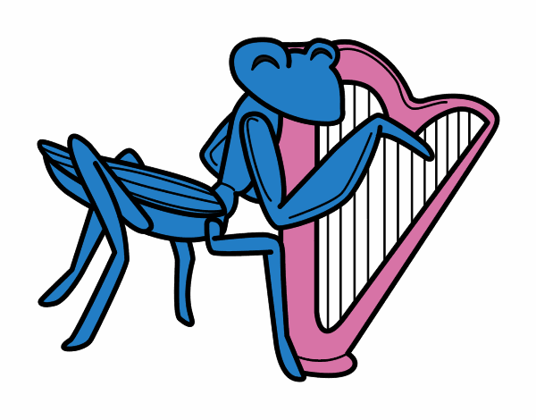 Saltamontes con arpa