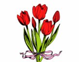 Dibujo Tulipanes con lazo pintado por topacio