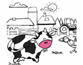 Vaca en la granja