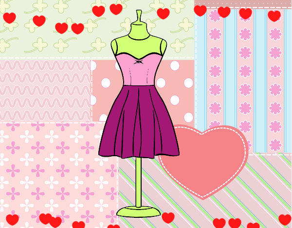 vestido rosa y morado