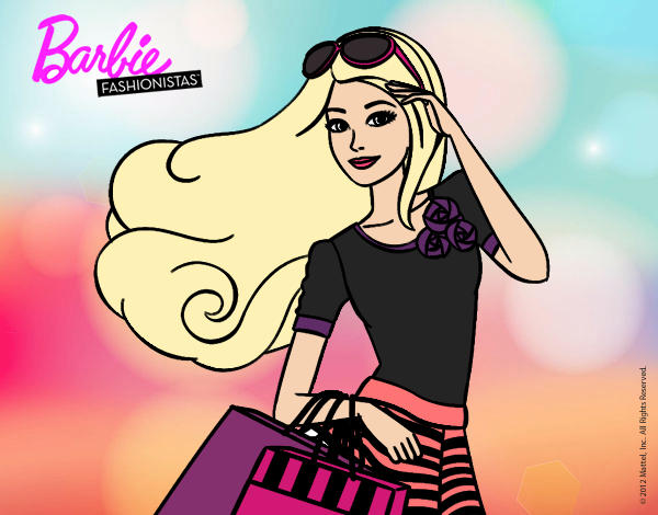 Dibujo Barbie con bolsas pintado por dianita12
