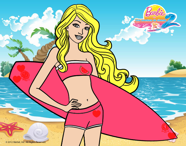 Barbie con tabla de surf