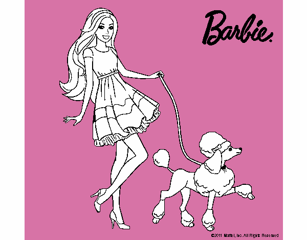 Barbie paseando a su mascota