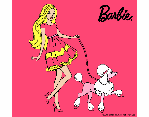 Barbie paseando a su mascota