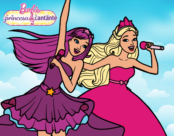 Barbie y la princesa cantando