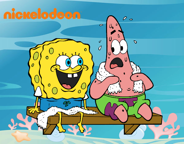 Bob Esponja y Patricio en bañador