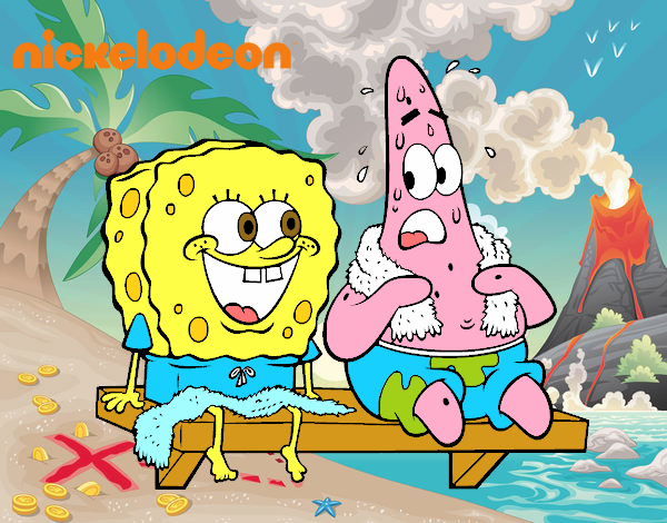 Bob Esponja y Patricio en bañador