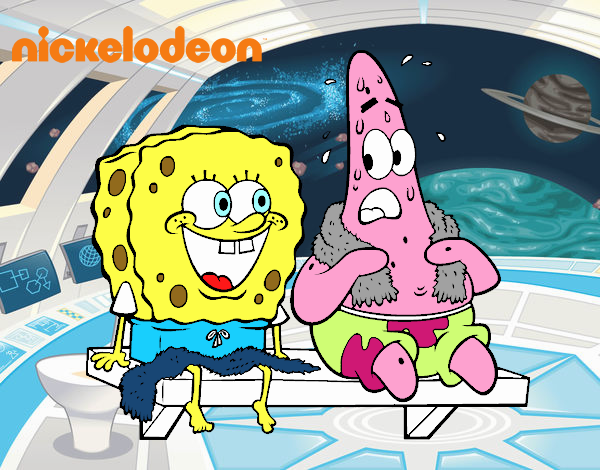 Bob Esponja y Patricio en bañador