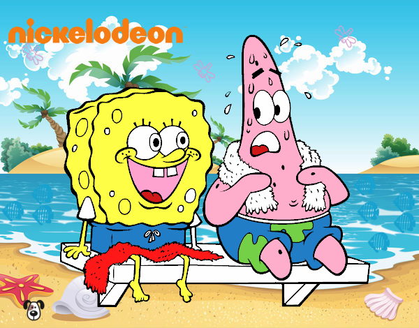 Bob Esponja y Patricio en bañador