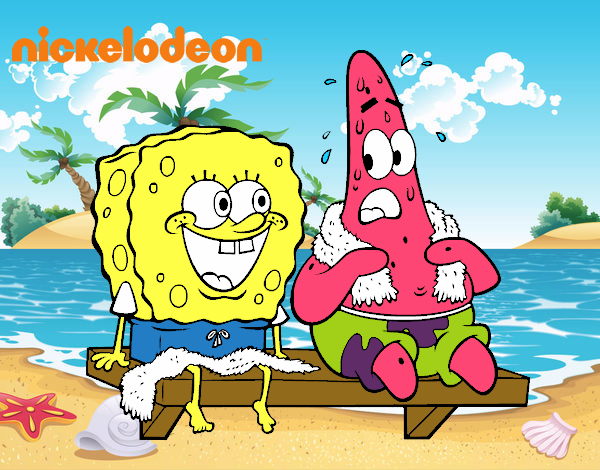 Bob Esponja y Patricio en bañador