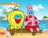 Bob Esponja y Patricio en bañador