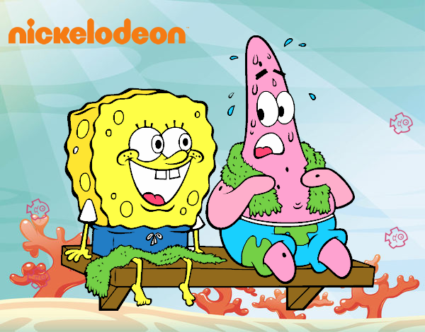 Bob Esponja y Patricio en bañador