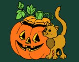 Calabaza y gato