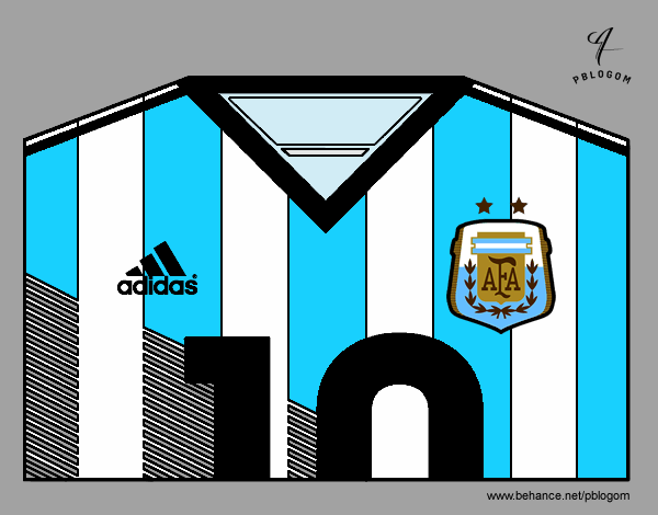 Dibujo Camiseta del mundial de fútbol 2014 de Argentina pintado por zebazpvd