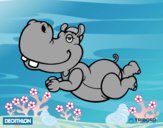 Dibujo Decathlon - Hipopótamo nadador pintado por LunaLunita