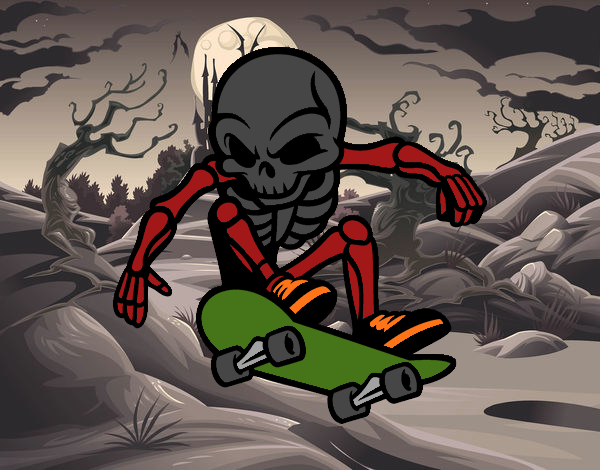 Dibujo Esqueleto Skater pintado por Rayner