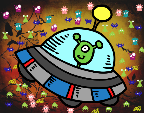 Dibujo Extraterrestre en nave espacial pintado por nucanico