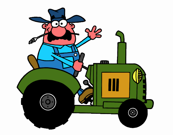 Granjero en su tractor