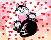 Dibujo Mamá gata y gatitos pintado por kawaiigame