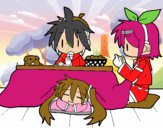 Miku, Rin y Len desayunando