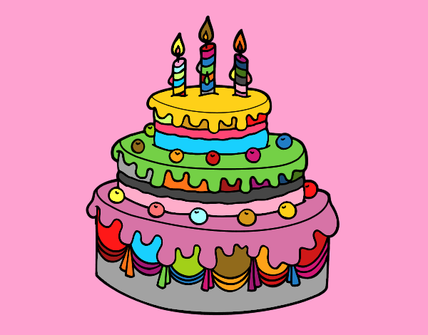 torta de cumpleaños de distintos colores