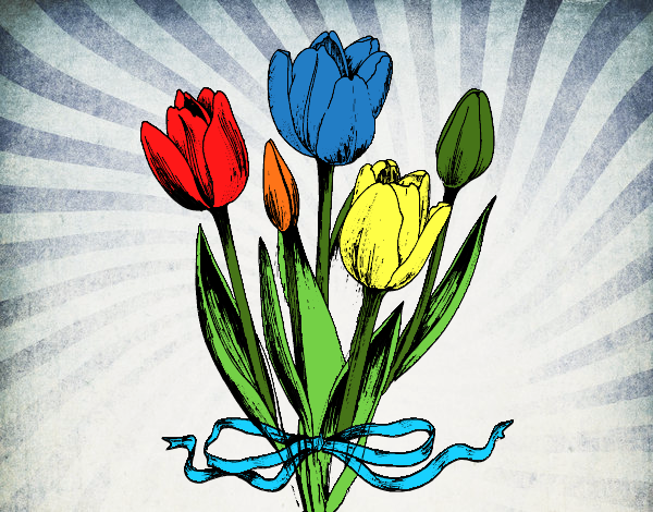 Dibujo Tulipanes con lazo pintado por murano