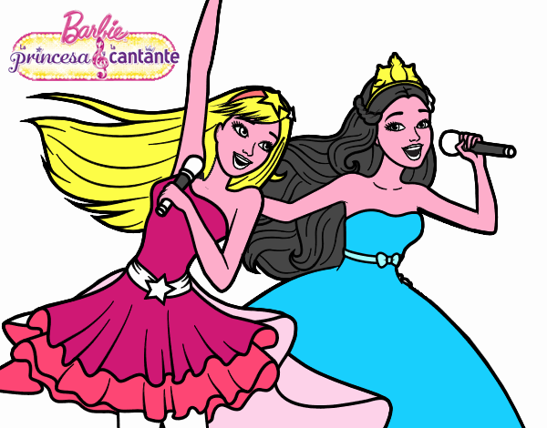 Barbie y la princesa cantando