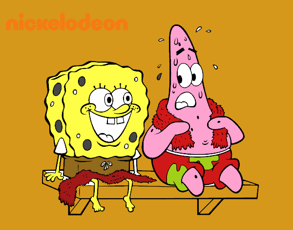 Bob Esponja y Patricio en bañador