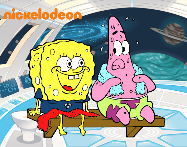 Bob Esponja y Patricio en bañador