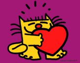 Dibujo El gato y el corazón pintado por zoemarcato