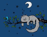 Dibujo El gato y la luna pintado por MiauMan