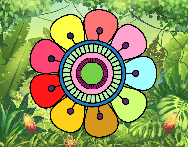 Dibujo Mandala en forma de flor pintado por zoemarcato