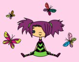 Niña con mariposas