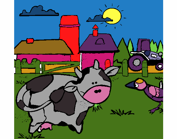 Vaca en la granja