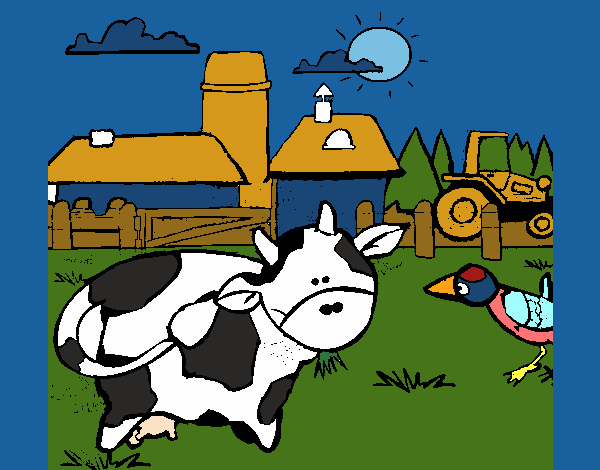 Vaca en la granja