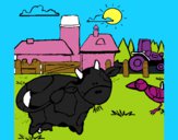 Vaca en la granja