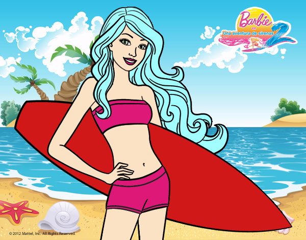 Barbie con tabla de surf