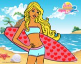 Barbie con tabla de surf