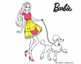 Barbie paseando a su mascota