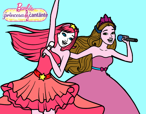 Barbie y la princesa cantando