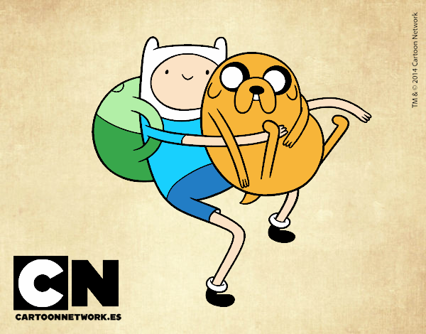 Finn y Jake abrazados