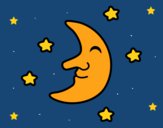 Dibujo Luna con estrellas pintado por LunaLunita