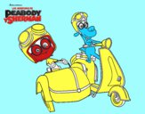 Dibujo Mr Peabody y Sherman en moto pintado por samueludo