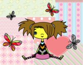 Niña con mariposas